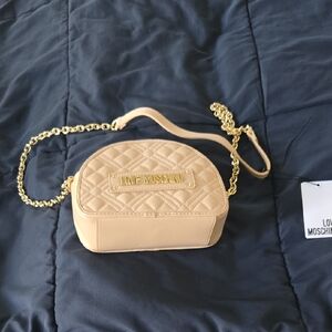 Love Moschino Tan Quilted Crossbody Bag